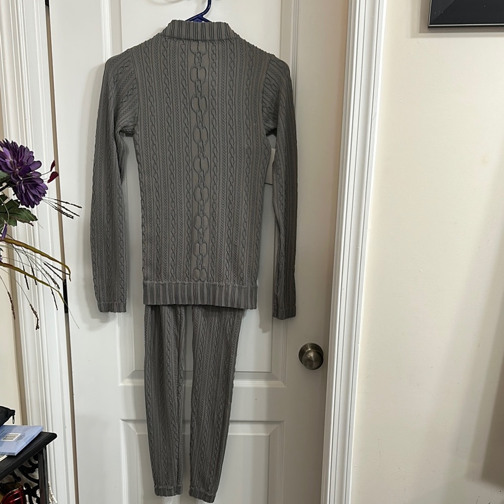 Gray Cable Knit Jumpsuit
